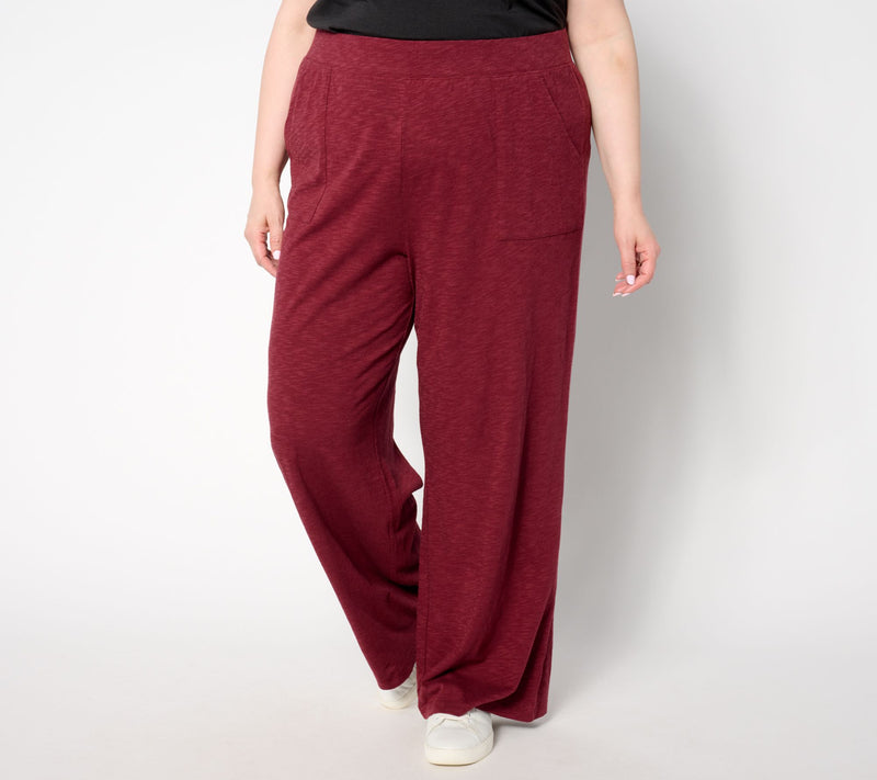 Denim & Co. Regular Slub Jersey Full Length Wide Leg Pant — Main view