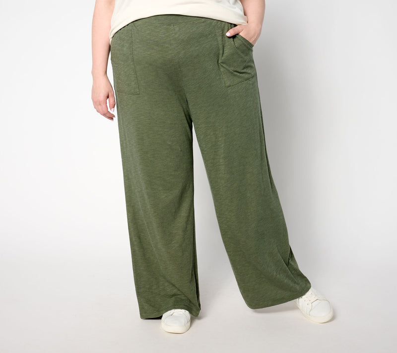 Denim & Co. Regular Slub Jersey Full Length Wide Leg Pant — View 7