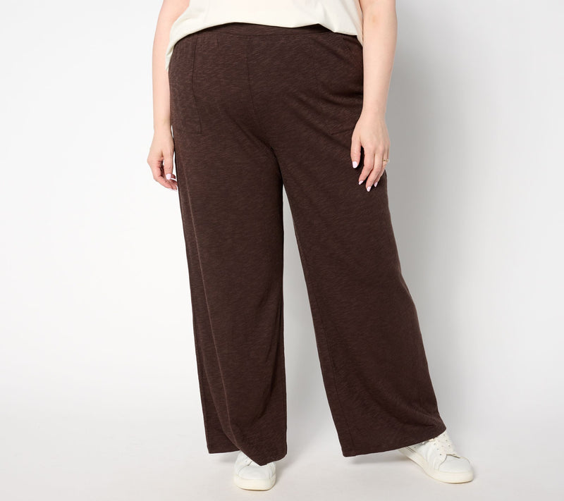 Denim & Co. Regular Slub Jersey Full Length Wide Leg Pant — View 9