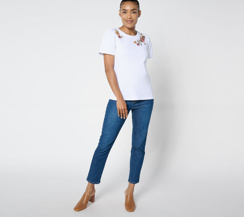 Driftwood Jeans Julie Crew Neck Tee Shirt -Spring Neptune — View 3