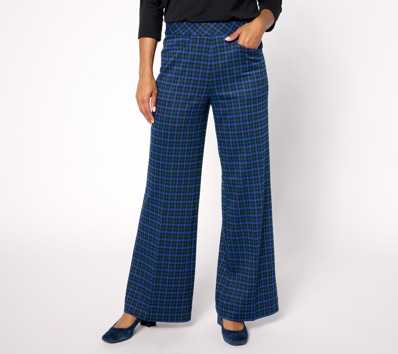 Isaac Mizrahi Live! Regular Estate Yarn-Dye Plaid Wide Leg Pants — View 5