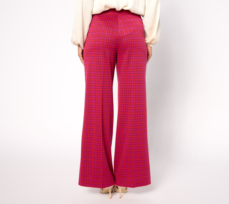 Isaac Mizrahi Live! Regular Estate Yarn-Dye Plaid Wide Leg Pants — View 8