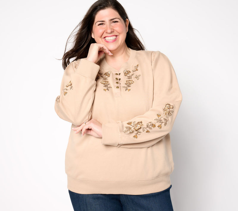 Driftwood Jeans Teddy French Terry Henley - Taupe — View 7