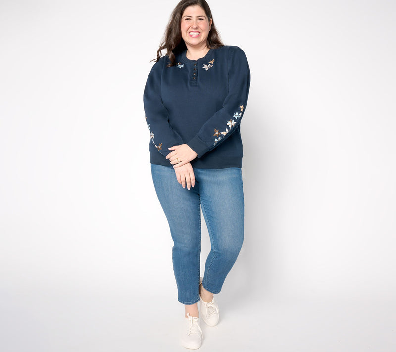 Driftwood Jeans Teddy French Terry Henley - Navy — View 3