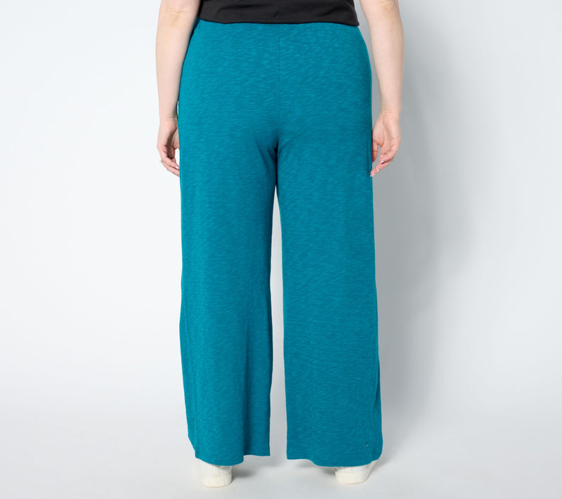 Denim & Co. Tall Slub Jersey Full Length Wide Leg Pant — View 2