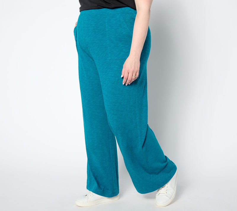 Denim & Co. Tall Slub Jersey Full Length Wide Leg Pant — View 12