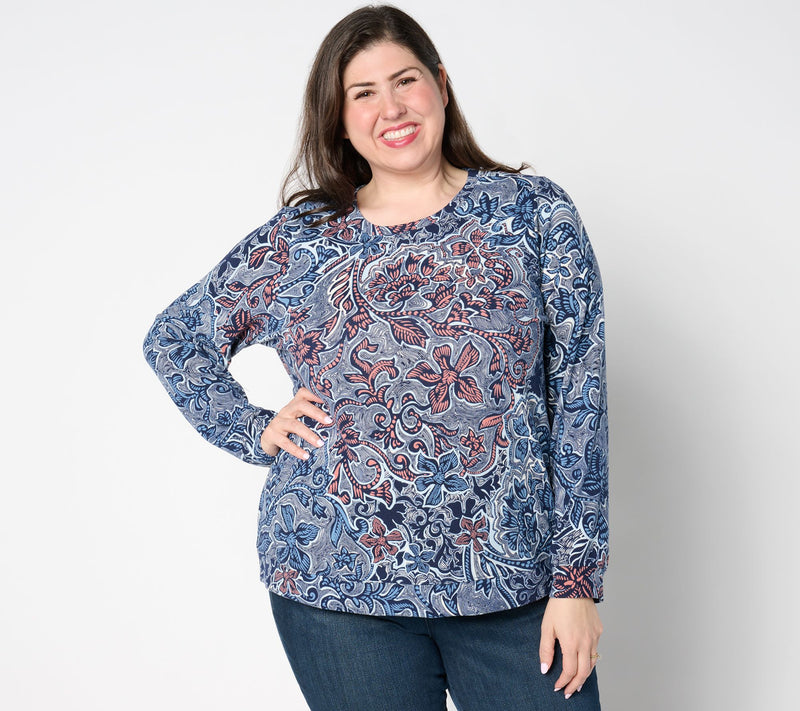 Denim & Co. Printed Heavenly Jersey Long-Sleeve Pullover — View 12