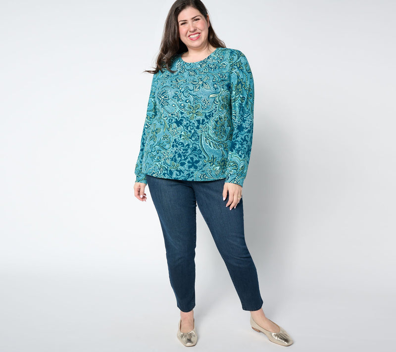 Denim & Co. Printed Heavenly Jersey Long-Sleeve Pullover — View 3