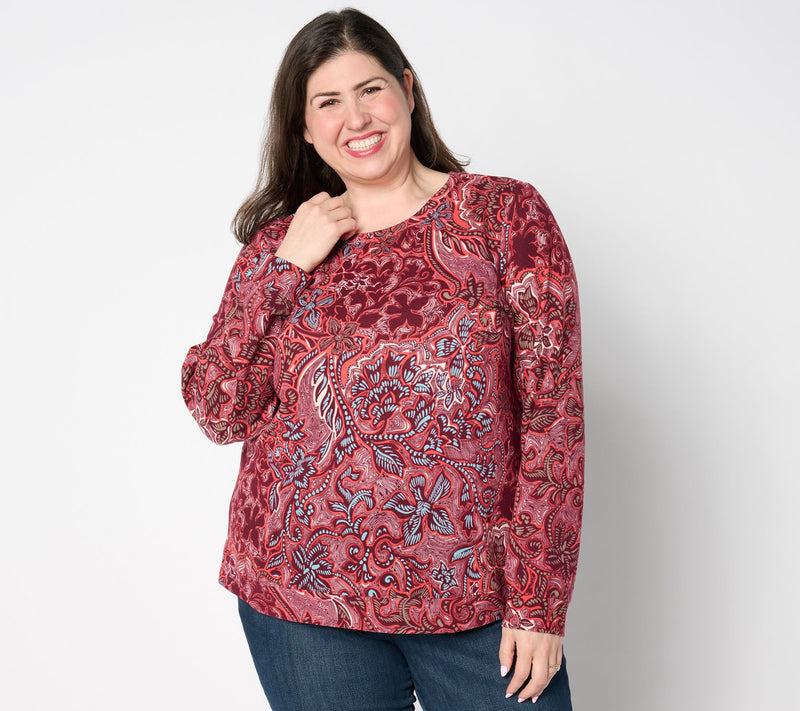 Denim & Co. Printed Heavenly Jersey Long-Sleeve Pullover — View 13