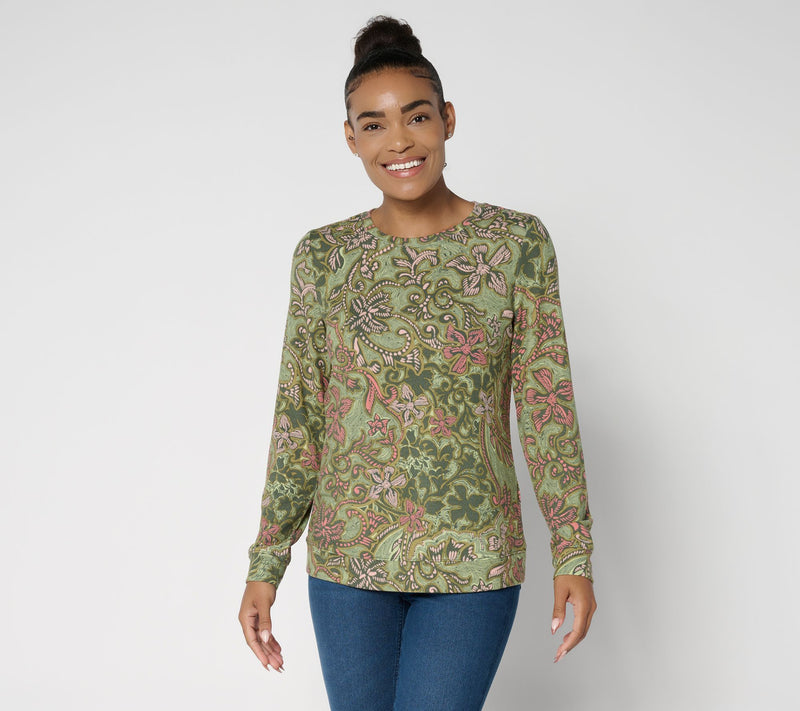 Denim & Co. Printed Heavenly Jersey Long-Sleeve Pullover — View 14