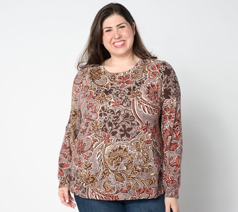Denim & Co. Printed Heavenly Jersey Long-Sleeve Pullover — View 16