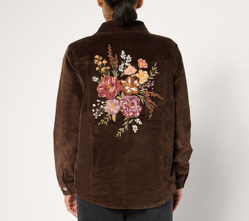 Driftwood Jeans Shayna Button Front Shirt Jacket - Wildflower — View 3