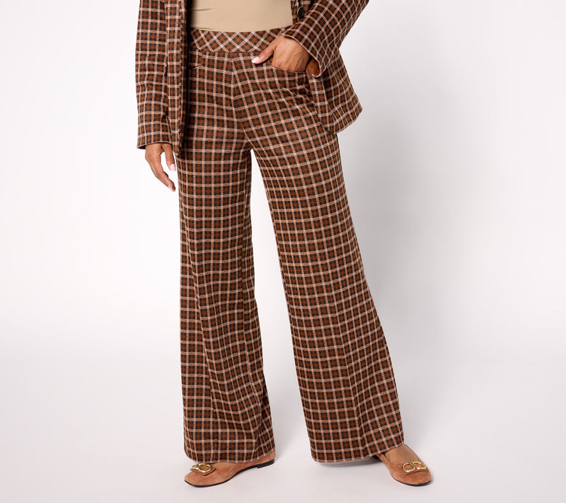 Isaac Mizrahi Live! Tall Estate Yarn-Dye Plaid Wide Leg Pants — View 3