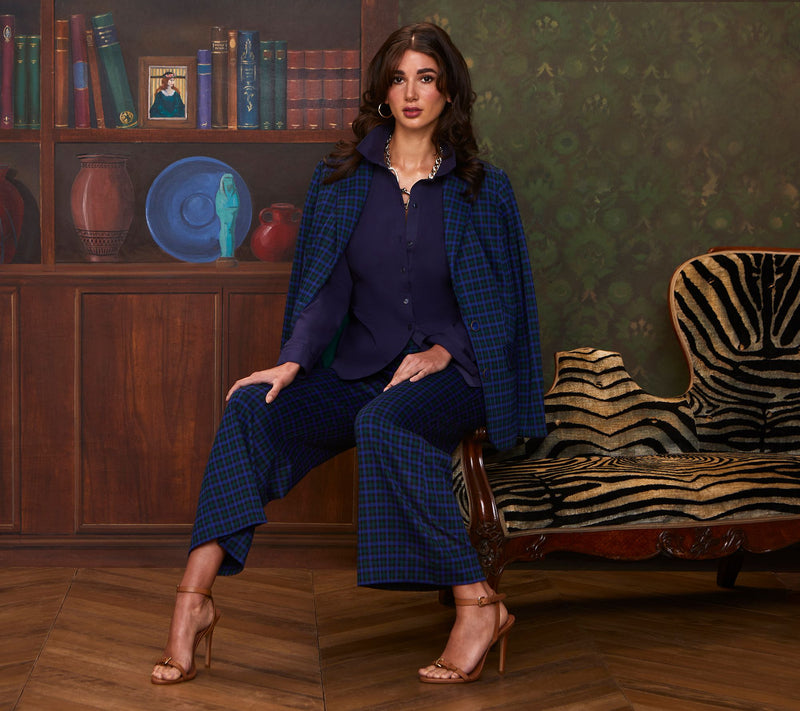 Isaac Mizrahi Live! Tall Estate Yarn-Dye Plaid Wide Leg Pants — View 14