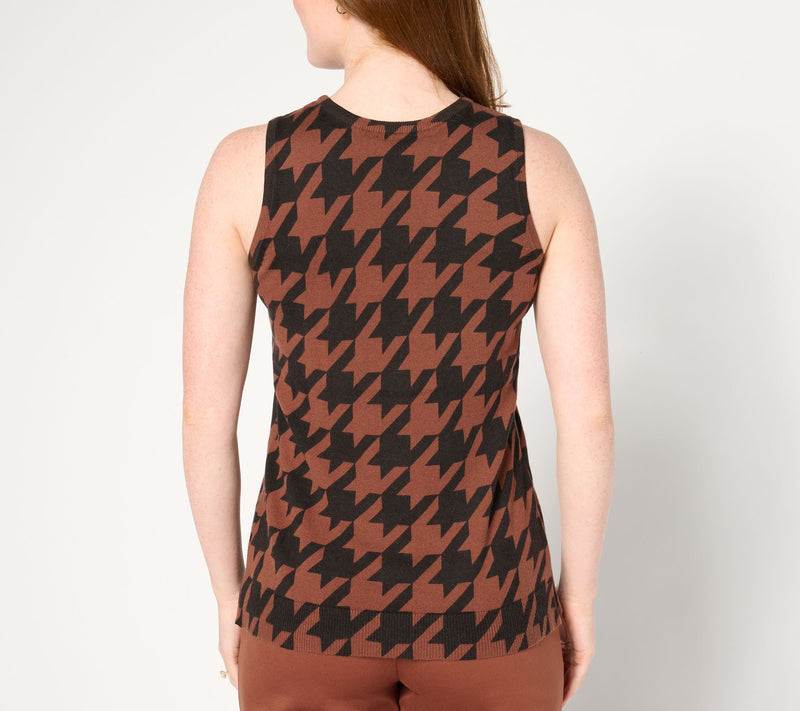 Isaac Mizrahi Live! Estate Printed Crewneck Sweater Shell — View 2