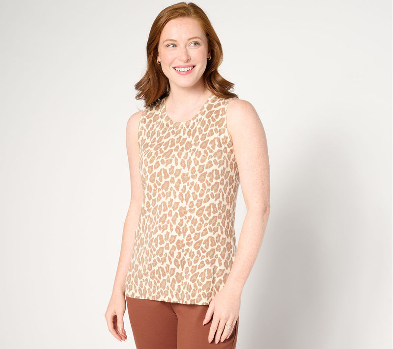 Isaac Mizrahi Live! Estate Printed Crewneck Sweater Shell — View 11