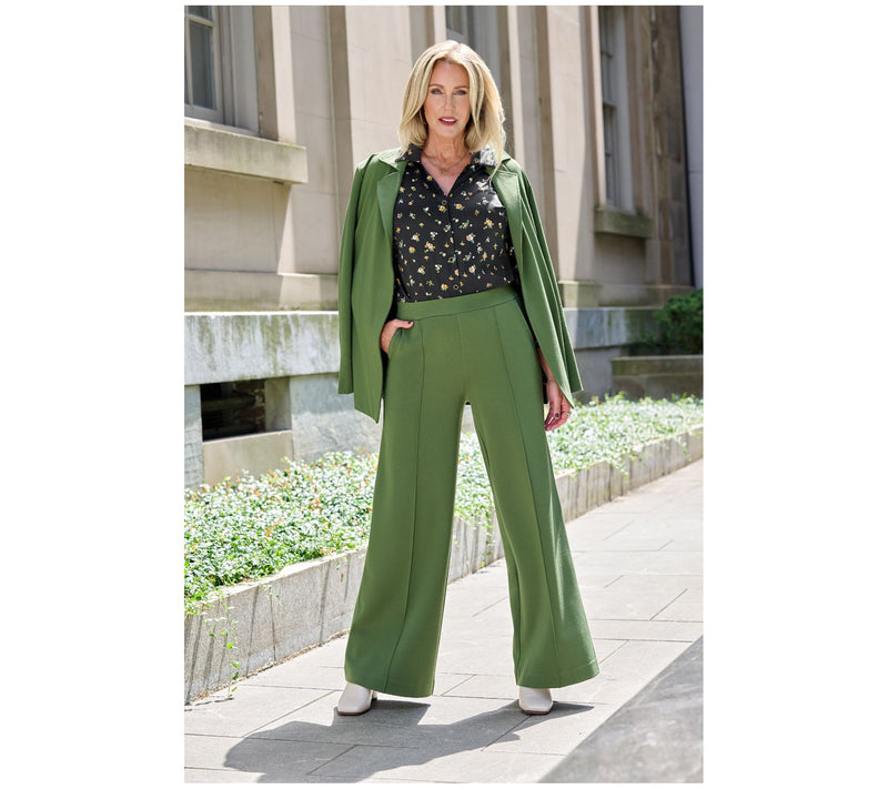 Isaac Mizrahi Live! Estate Printed Stretch Sateen Button Front Blouse — View 16