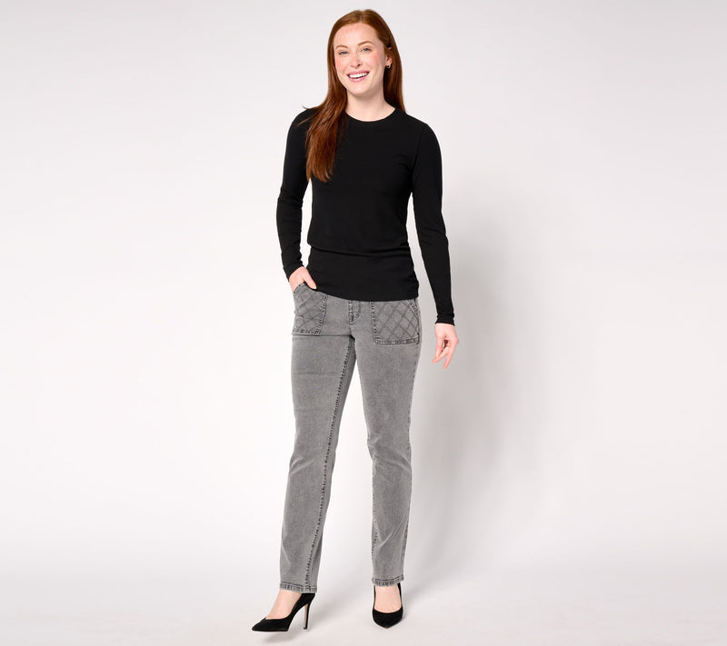 Isaac Mizrahi Live! Tall True Denim Fog Straight Leg Jeans — View 6