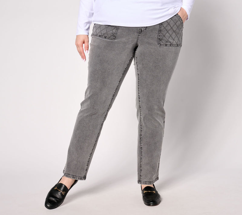 Isaac Mizrahi Live! Tall True Denim Fog Straight Leg Jeans — View 4