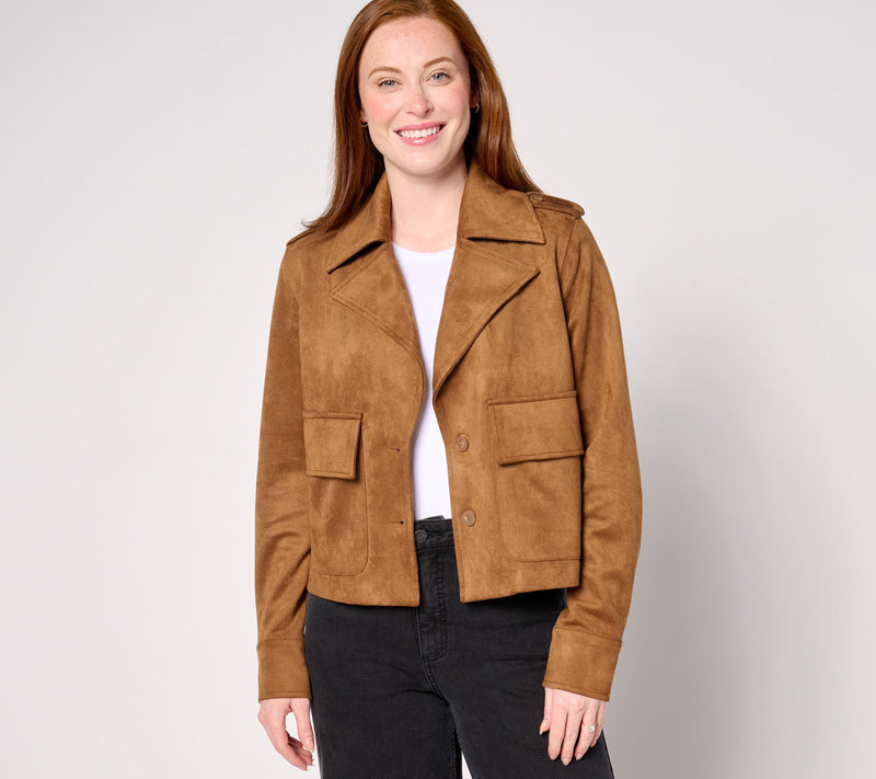 Me by Jennie Garth Faux Suede Jacket with Utility Details — Main view