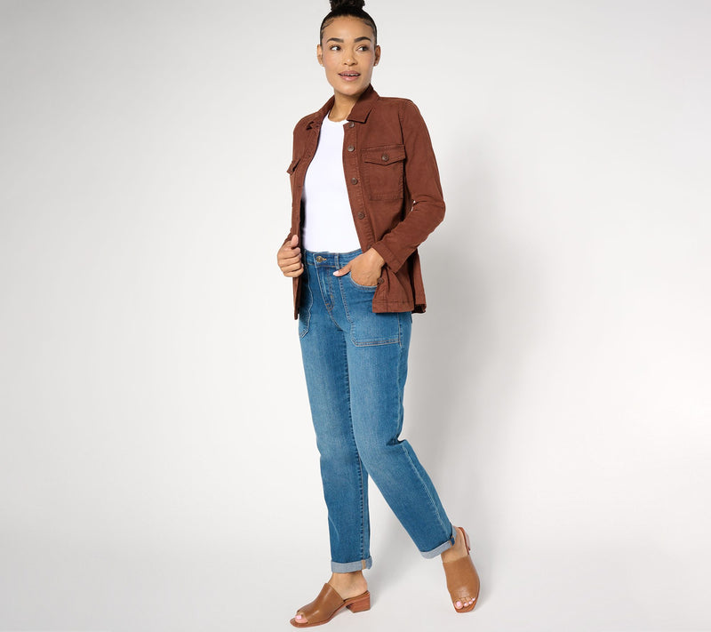 Liverpool Los Angeles Peplum Hem Shacket - Carob — View 3