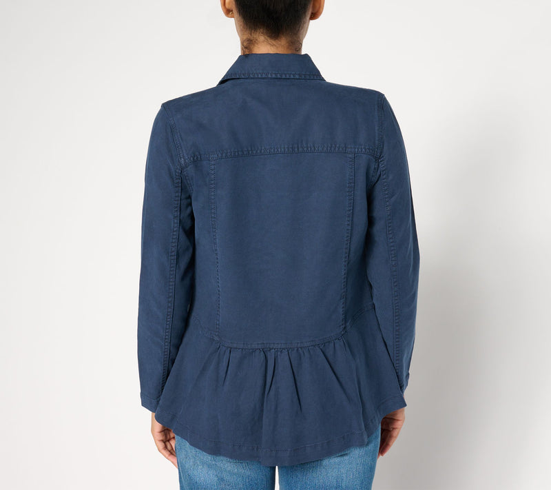 Liverpool Los Angeles Peplum Hem Shacket - Royal Navy — View 2