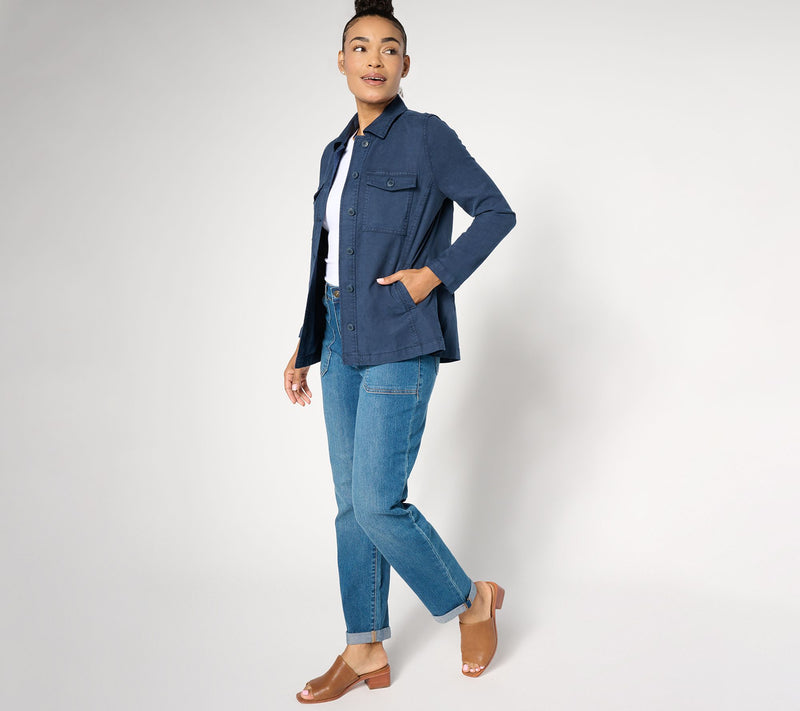 Liverpool Los Angeles Peplum Hem Shacket - Royal Navy — View 3