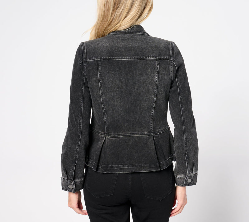 Liverpool Los Angeles Peplum Denim Jacket - Thistle — View 4