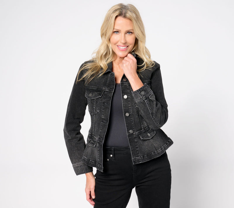 Liverpool Los Angeles Peplum Denim Jacket - Thistle — Main view