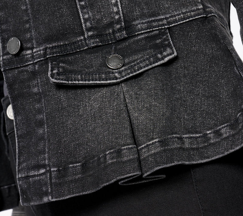 Liverpool Los Angeles Peplum Denim Jacket - Thistle — View 6
