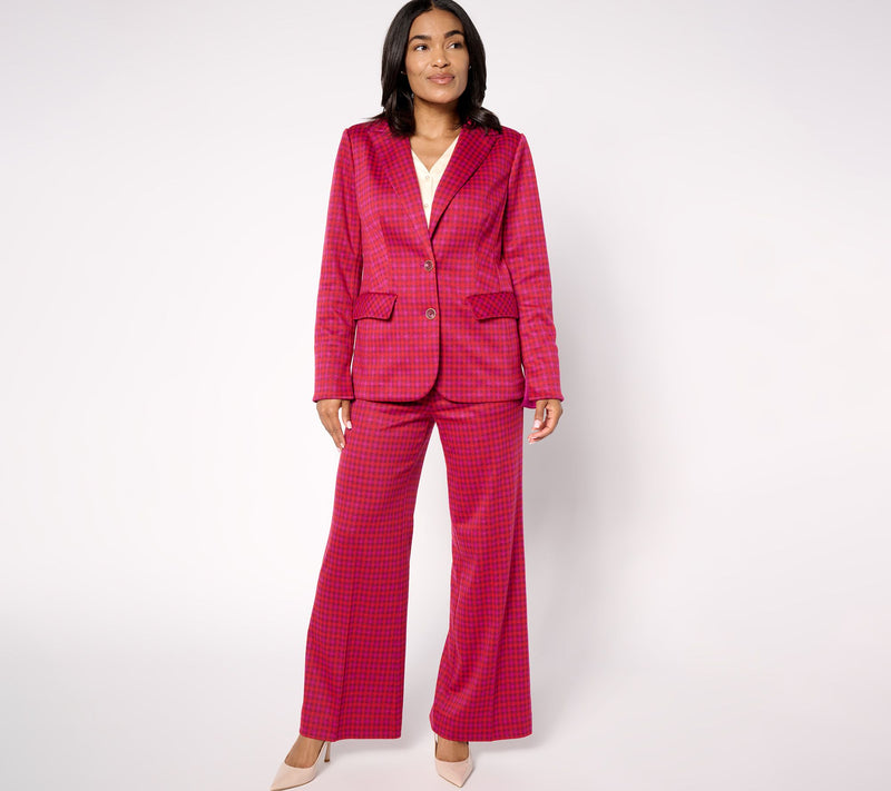 Isaac Mizrahi Live! Estate Yarn Dye Plaid Two Button Blazer — View 3