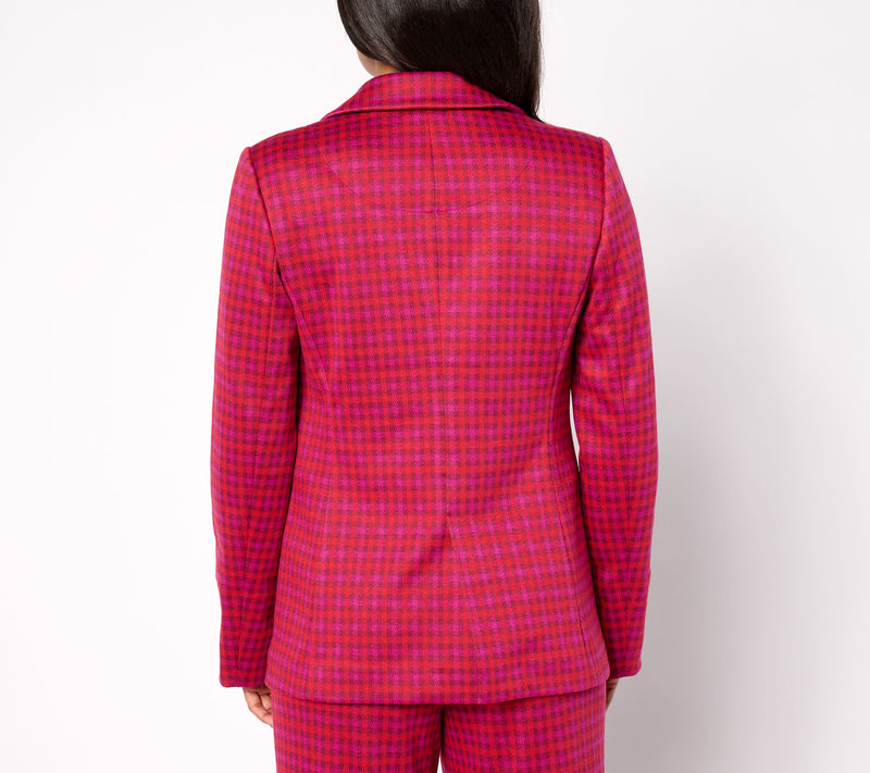 Isaac Mizrahi Live! Estate Yarn Dye Plaid Two Button Blazer — View 2