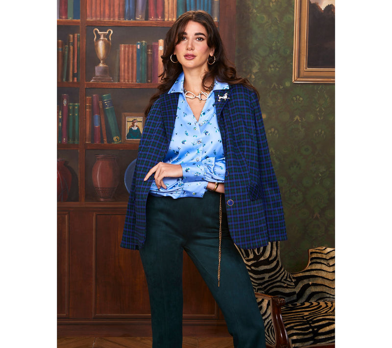 Isaac Mizrahi Live! Estate Yarn Dye Plaid Two Button Blazer — View 8