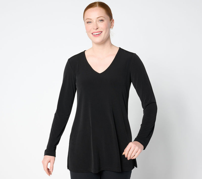 Susan Graver Petite Modern Essentials Liquid Knit A-Line Tunic — Main view