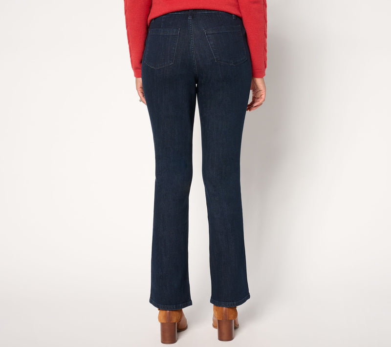 Susan Graver Stretch Denim Petite Classic Boot Cut Jean - Indigo — View 3