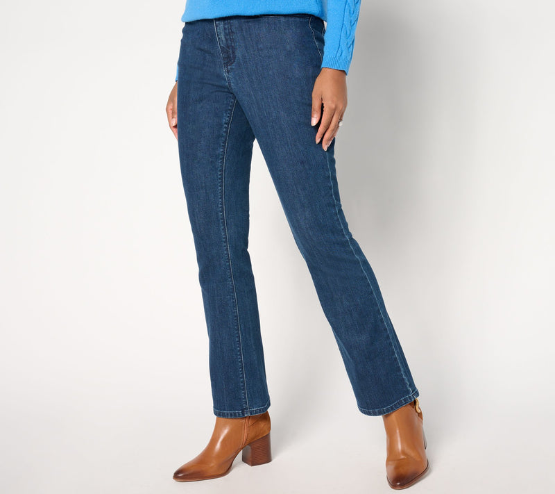 Susan Graver Stretch Denim Petite Classic Boot Cut Jean - Indigo — View 13