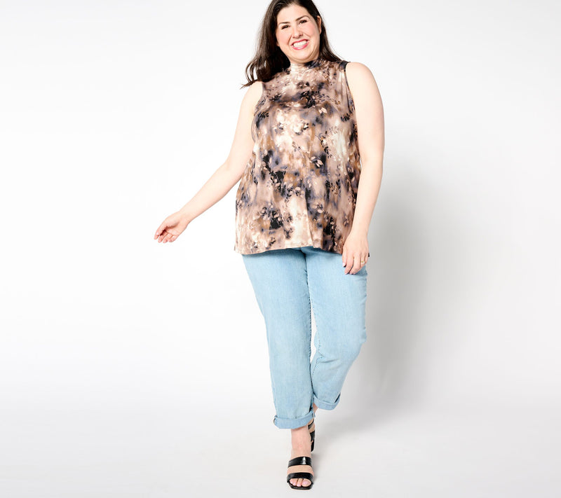 LOGO Layers by Lori Goldstein Mock Neck Printed Tank Tank — View 5