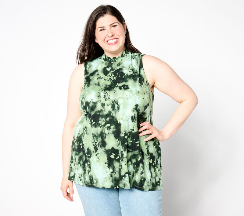 LOGO Layers by Lori Goldstein Mock Neck Printed Tank Tank — View 10