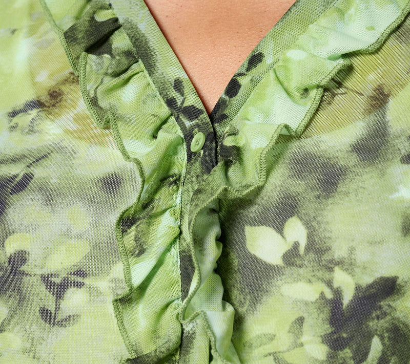 LOGO Layers by Lori Goldstein Long-Sleeve Cardigan with Ruffle — View 4