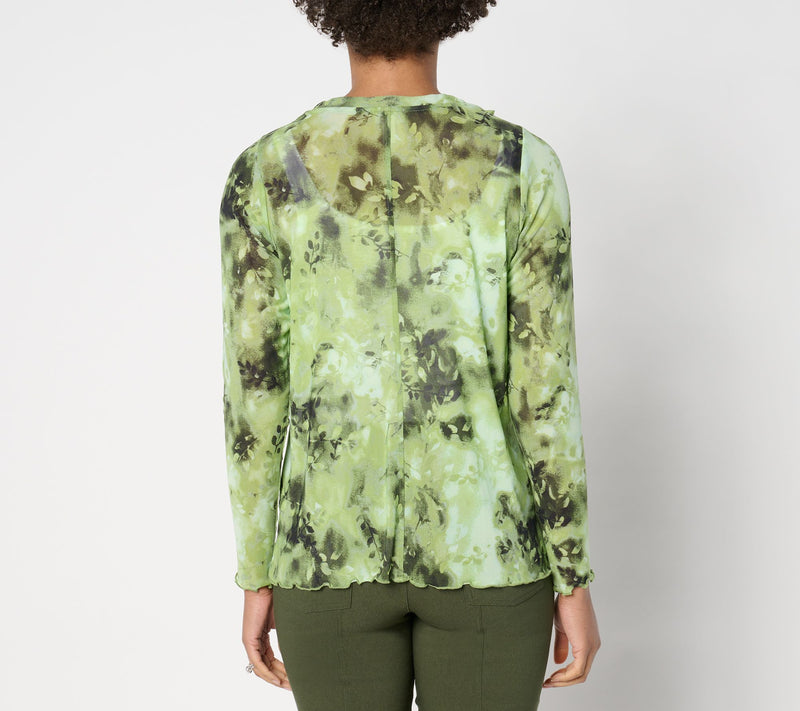 LOGO Layers by Lori Goldstein Long-Sleeve Cardigan with Ruffle — View 2