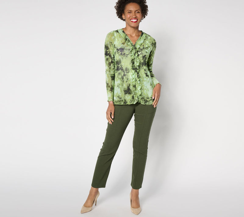 LOGO Layers by Lori Goldstein Long-Sleeve Cardigan with Ruffle — View 3