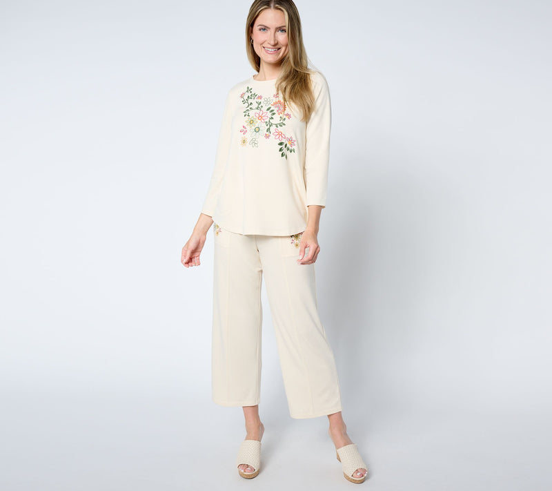 LOGO Life by Lori Goldstein Petite Pull-On Wide Leg Pants — View 3