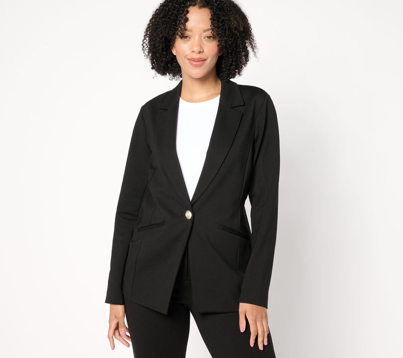 Tailored by Susan Graver Petite Smart Ponte 350 Notch Collar Blazer — View 13