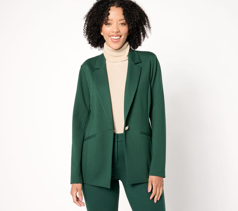 Tailored by Susan Graver Petite Smart Ponte 350 Notch Collar Blazer — View 11