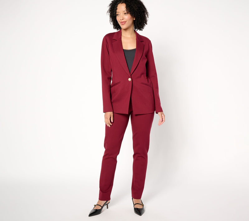 Tailored by Susan Graver Petite Smart Ponte 350 Notch Collar Blazer — View 15