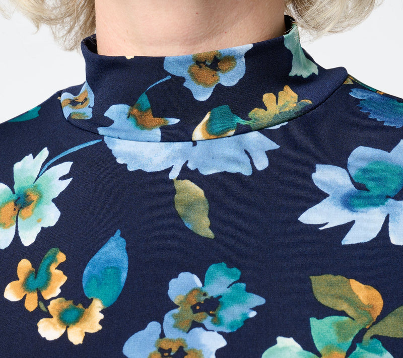 Susan Graver Set of 2 Print & Solid Liquid Knit Mock Neck Tops — View 17