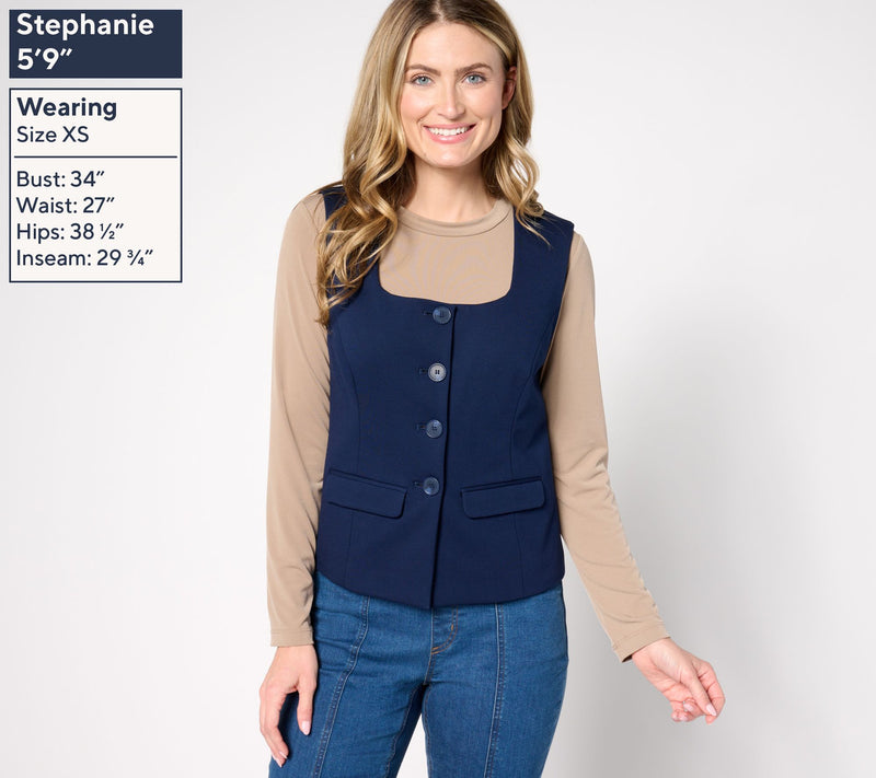 Tailored by Susan Graver Smart Ponte 350 Square-Neck Vest — View 8