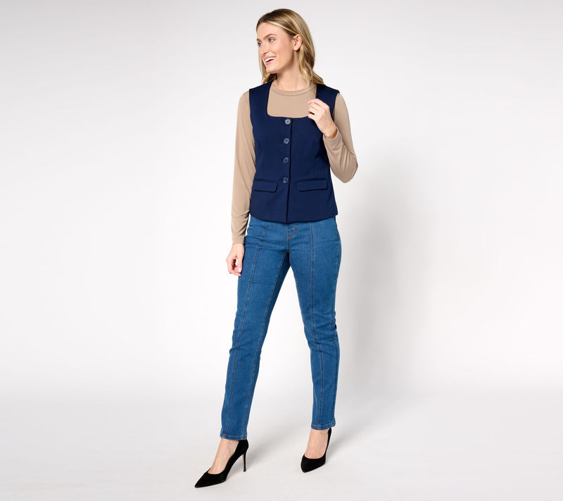 Tailored by Susan Graver Smart Ponte 350 Square-Neck Vest — View 10