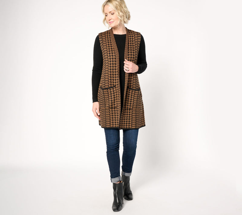 GRAVER Susan Graver Regular Jacquard Knit Open Front Vest — View 11