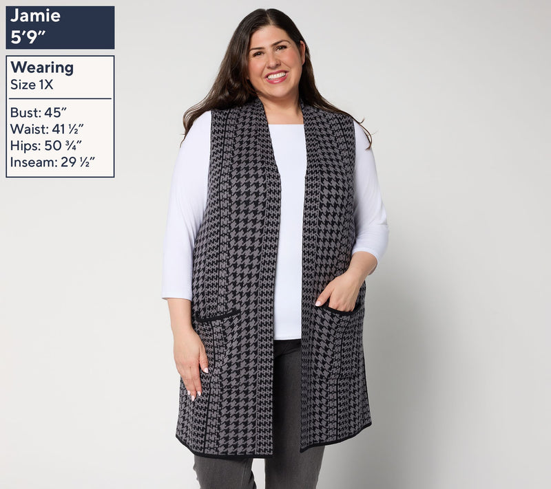 GRAVER Susan Graver Regular Jacquard Knit Open Front Vest — View 6